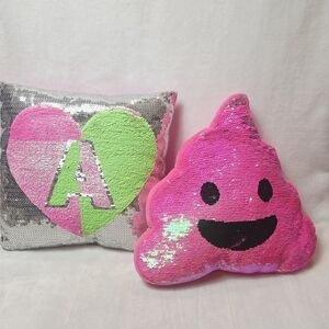 Bundle Of 2 Justice Monogram A And Poop Sequin Pillow